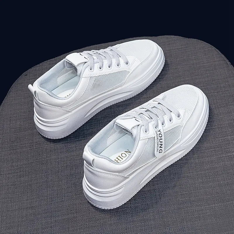 2026 Hot-Selling Spring and Autumn Lightweight White Sneakers with Leather Surface, Height-Increasing Soft Sole, Breathable Thick-Soled Sports Casual Shoes for Women - Image 18