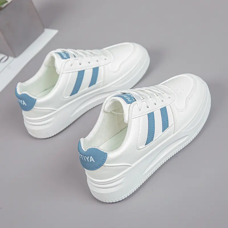 2026 Hot-Selling Spring and Autumn Lightweight White Sneakers with Leather Surface, Height-Increasing Soft Sole, Breathable Thick-Soled Sports Casual Shoes for Women - Image 6