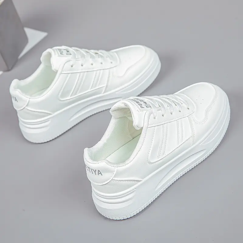 2026 Hot-Selling Spring and Autumn Lightweight White Sneakers with Leather Surface, Height-Increasing Soft Sole, Breathable Thick-Soled Sports Casual Shoes for Women - Image 7