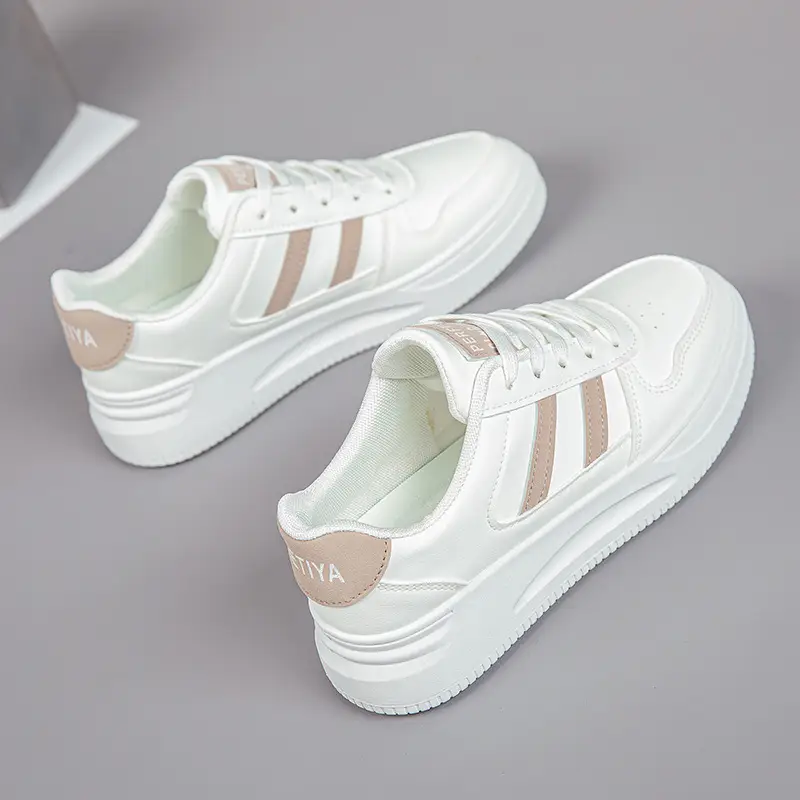 2026 Hot-Selling Spring and Autumn Lightweight White Sneakers with Leather Surface, Height-Increasing Soft Sole, Breathable Thick-Soled Sports Casual Shoes for Women - Image 8