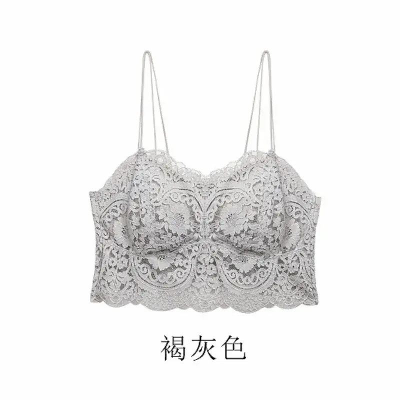 Black Lace Camisole Chest Pad Bra for Women Summer - Image 8