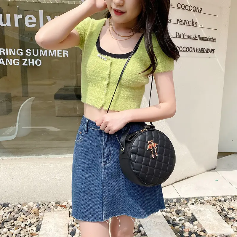 White Diamond Embroidered Crossbody Bag for Women