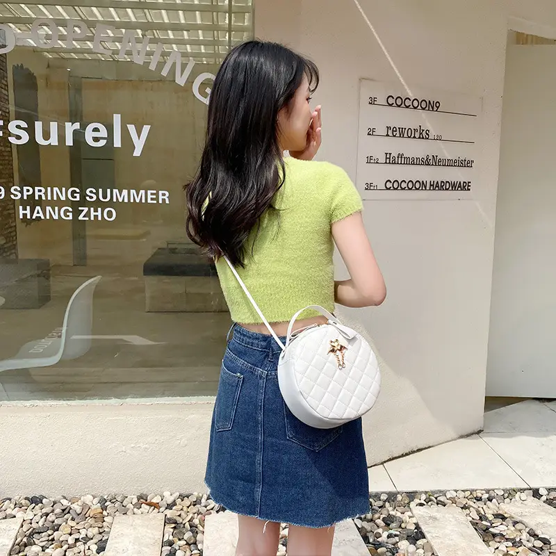 White Diamond Embroidered Crossbody Bag for Women