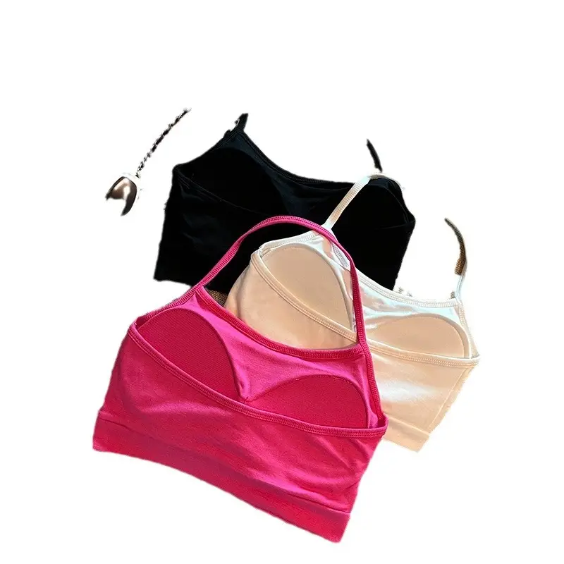 6519# Seaside Holiday Style Hanging Neck and Sling Small Vest Women's Summer Spice Girls Bring Home Chest Pad Beautiful Back