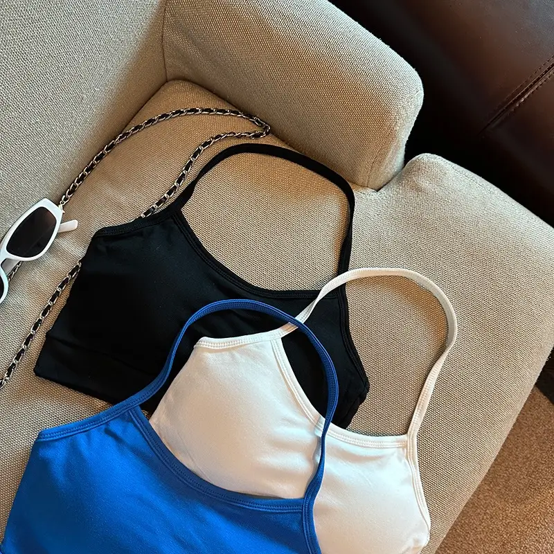 6519# Seaside Holiday Style Hanging Neck and Sling Small Vest Women's Summer Spice Girls Bring Home Chest Pad Beautiful Back — feature 10