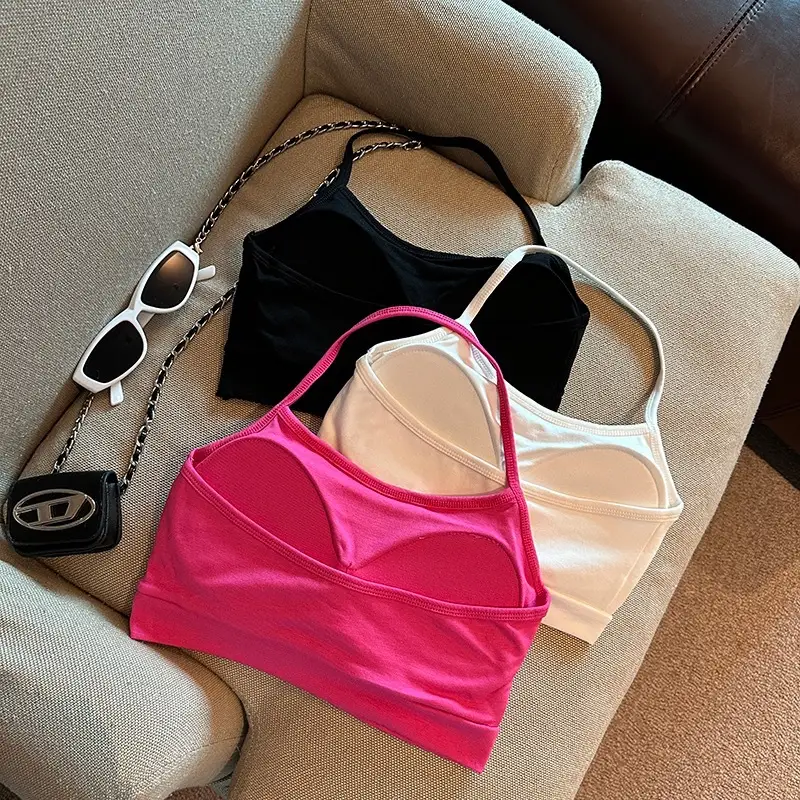 6519# Seaside Holiday Style Hanging Neck and Sling Small Vest Women's Summer Spice Girls Bring Home Chest Pad Beautiful Back — feature 3
