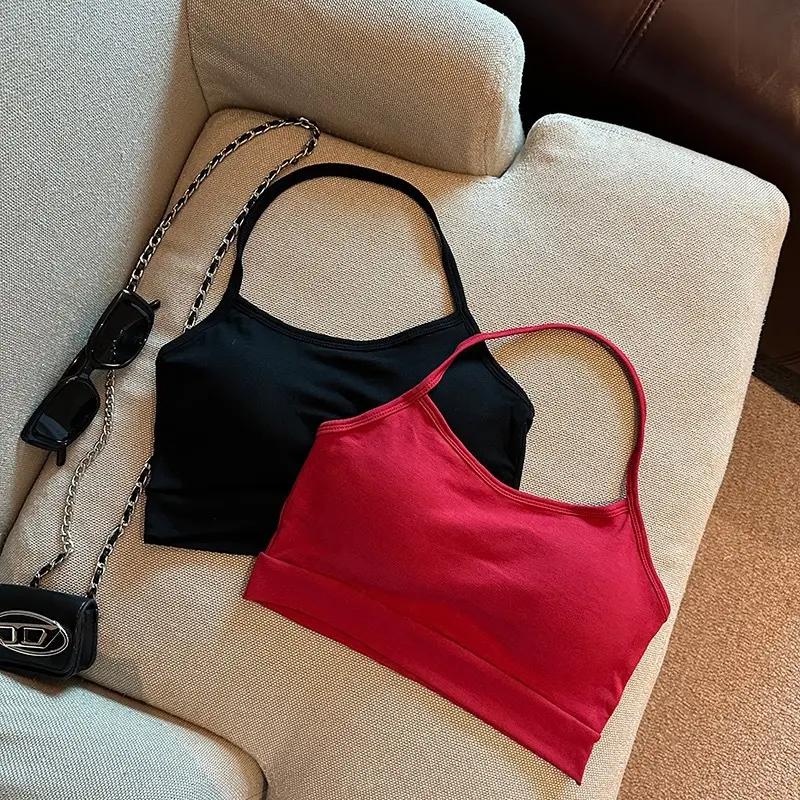 6519# Seaside Holiday Style Hanging Neck and Sling Small Vest Women's Summer Spice Girls Bring Home Chest Pad Beautiful Back — feature 7