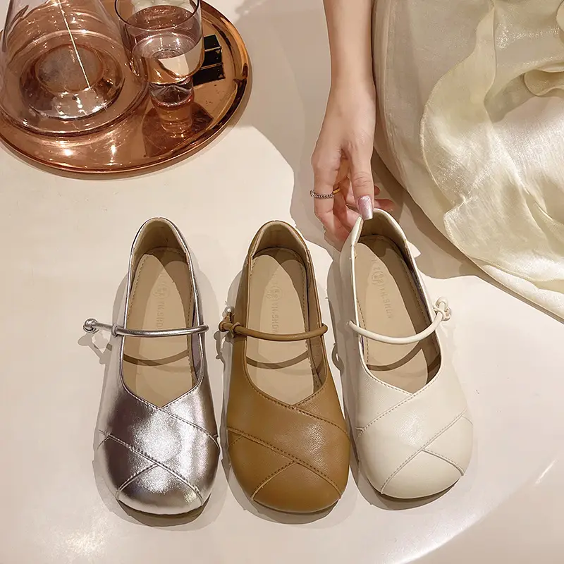French Style Mary Jane Women Flat Shoes Tan 2024 - Image 5