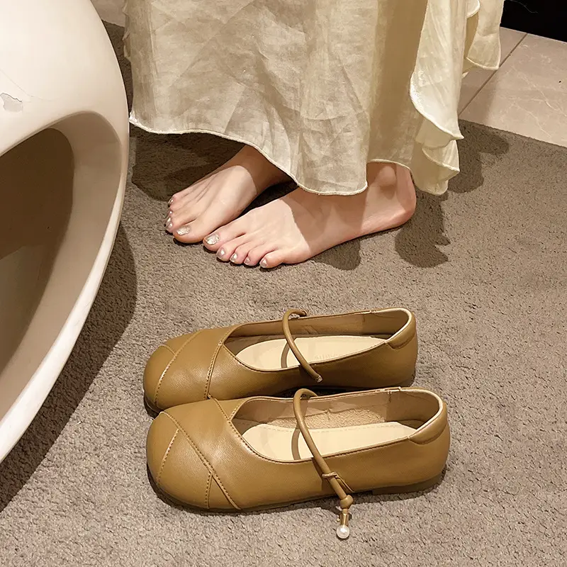 French Style Mary Jane Women Flat Shoes Tan 2024 - Image 6