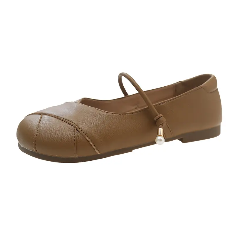 French Style Mary Jane Women Flat Shoes Tan 2024 - Image 8