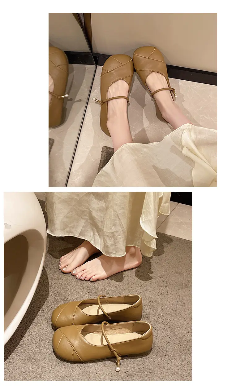 French Style Mary Jane Women Flat Shoes Tan 2024 — feature 8