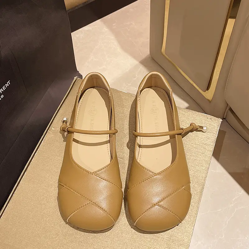 French Style Mary Jane Women Flat Shoes Tan 2024 - Image 2