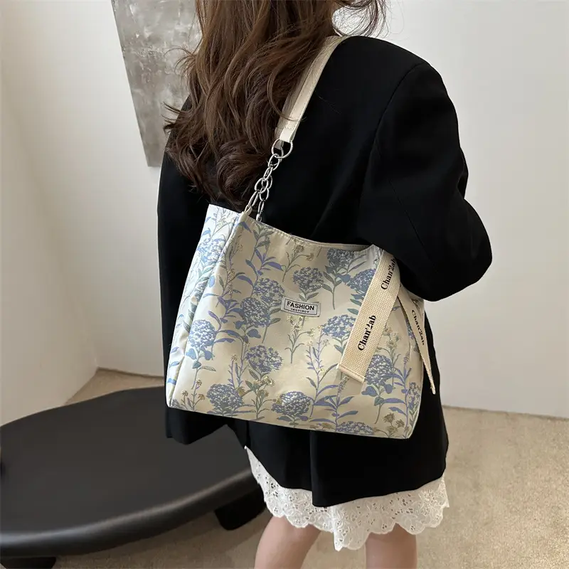 Women's Floral Canvas Shoulder Bag Large 2024 - Image 3