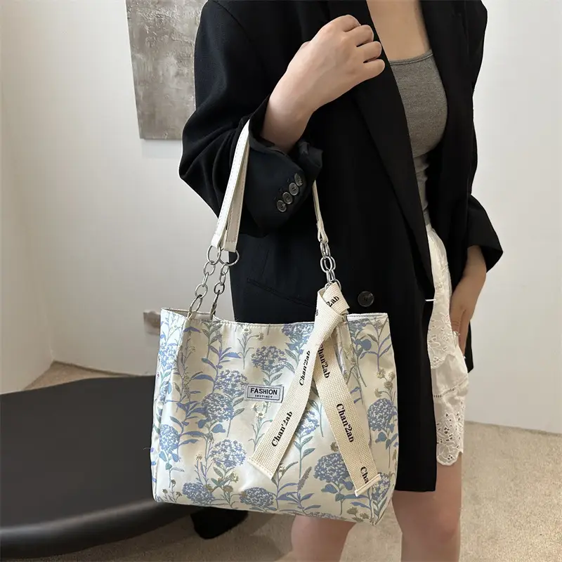 Women's Floral Canvas Shoulder Bag Large 2024 - Image 4