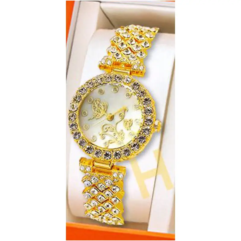 Ladies Full Diamond Butterfly Quartz Watch Set - Image 6