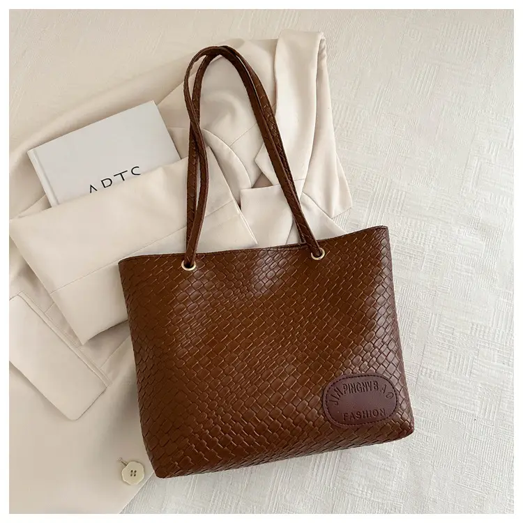 Women Woven Tan Shoulder Bag 2024 Spring Summer - Image 3