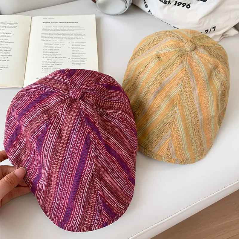 Japanese Antique Striped Forward Cap Women 2024 New - Image 6