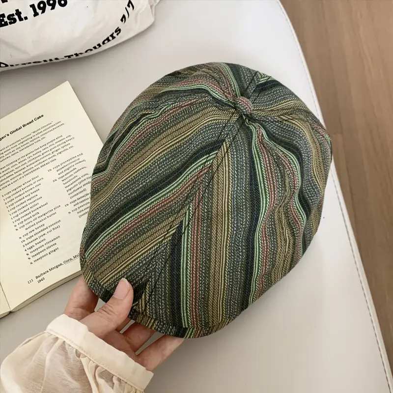 Japanese Antique Striped Forward Cap Women 2024 New - Image 2