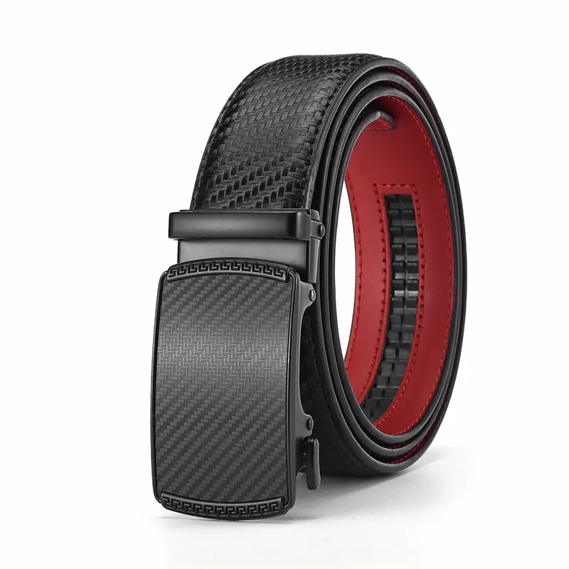 New Men's Black Genuine Leather Belt with Automatic Buckle