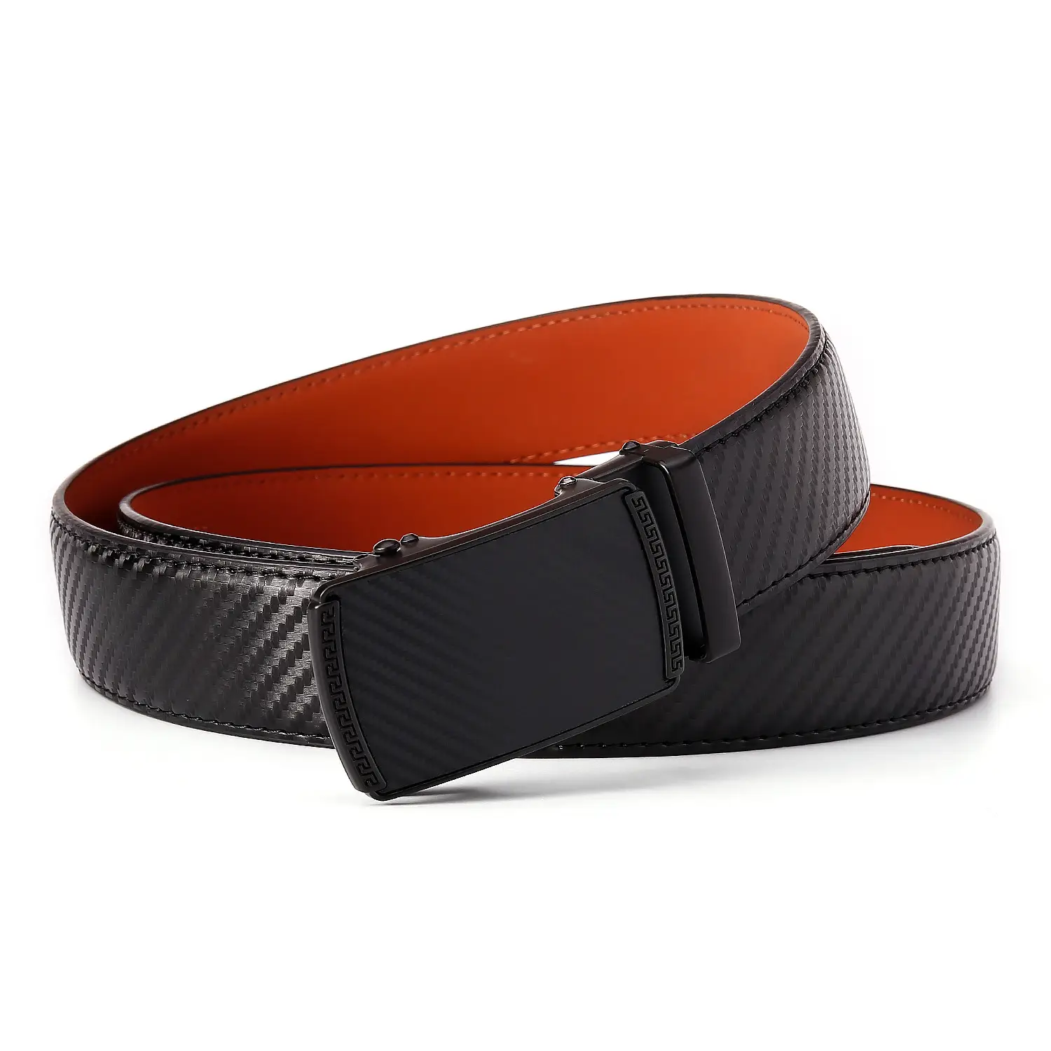 New Men's Black Genuine Leather Belt with Automatic Buckle
