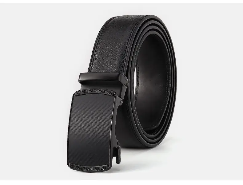 New Men's Black Genuine Leather Belt with Automatic Buckle — feature 14