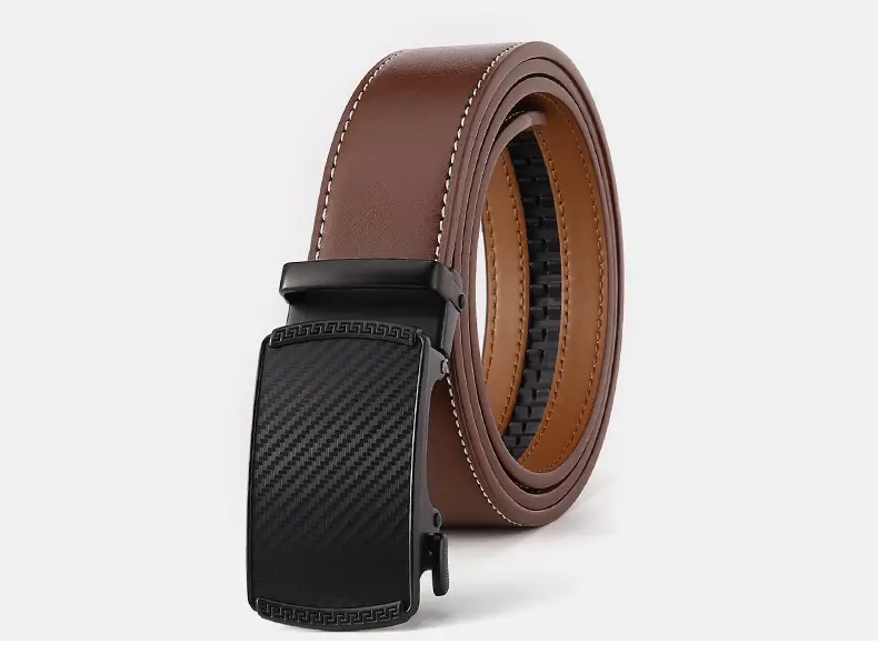 New Men's Black Genuine Leather Belt with Automatic Buckle — feature 15