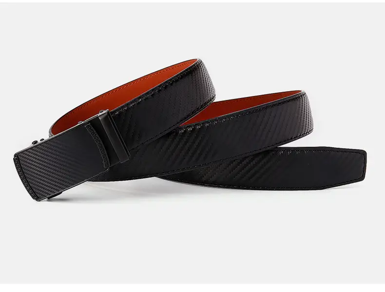 New Men's Black Genuine Leather Belt with Automatic Buckle — feature 16