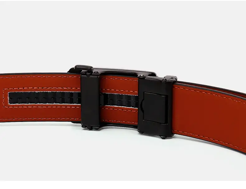 New Men's Black Genuine Leather Belt with Automatic Buckle — feature 17