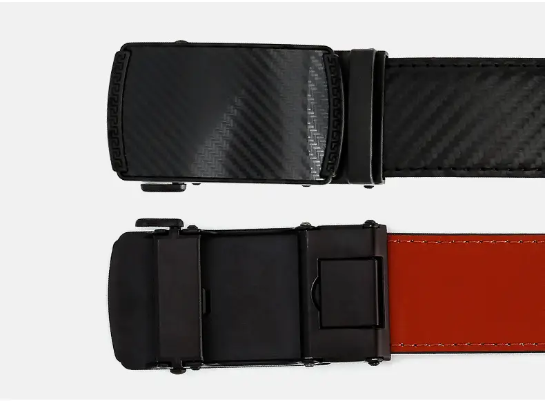 New Men's Black Genuine Leather Belt with Automatic Buckle — feature 18