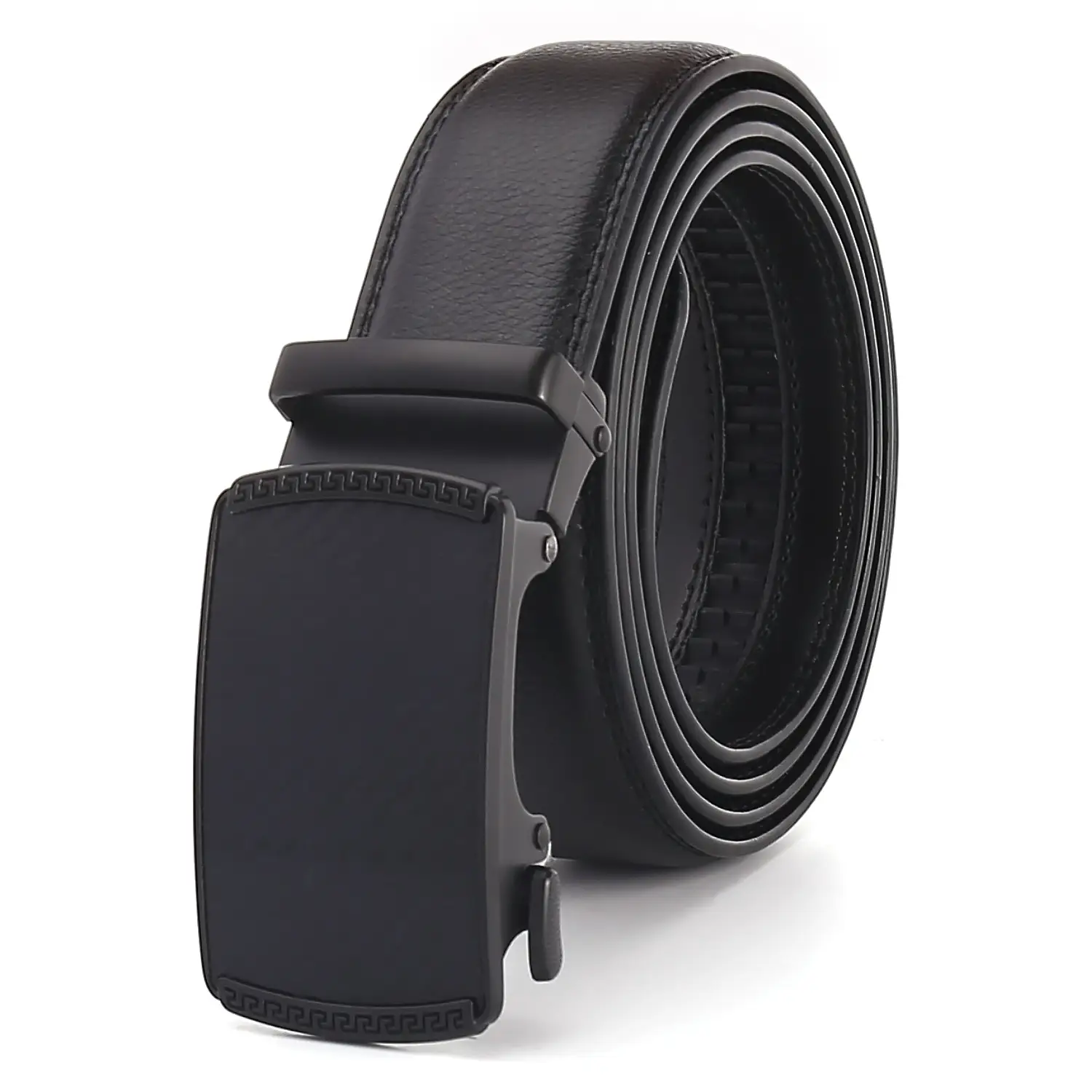 New Men's Black Genuine Leather Belt with Automatic Buckle