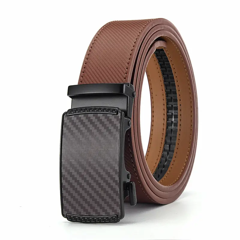 New Men's Black Genuine Leather Belt with Automatic Buckle