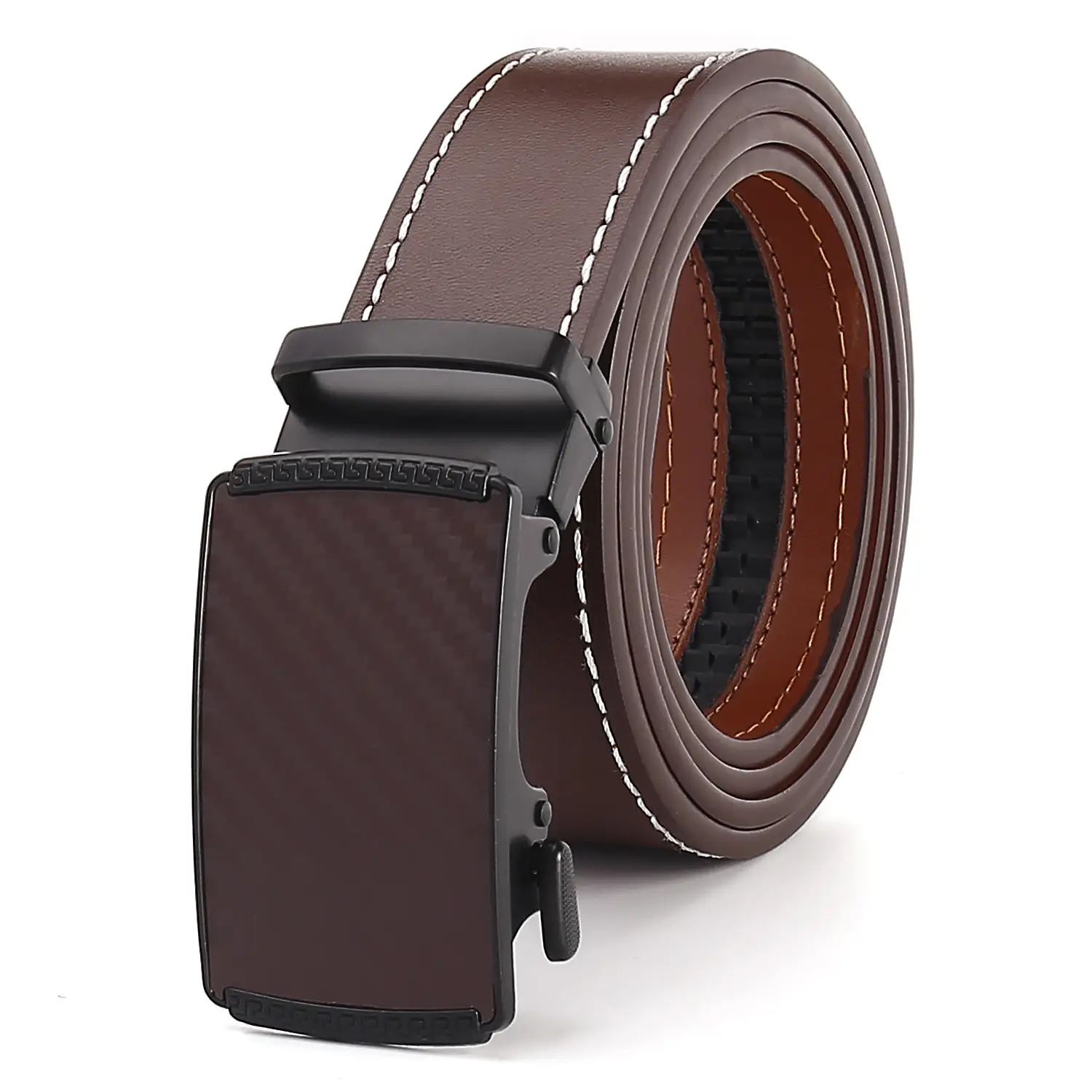 New Men's Black Genuine Leather Belt with Automatic Buckle