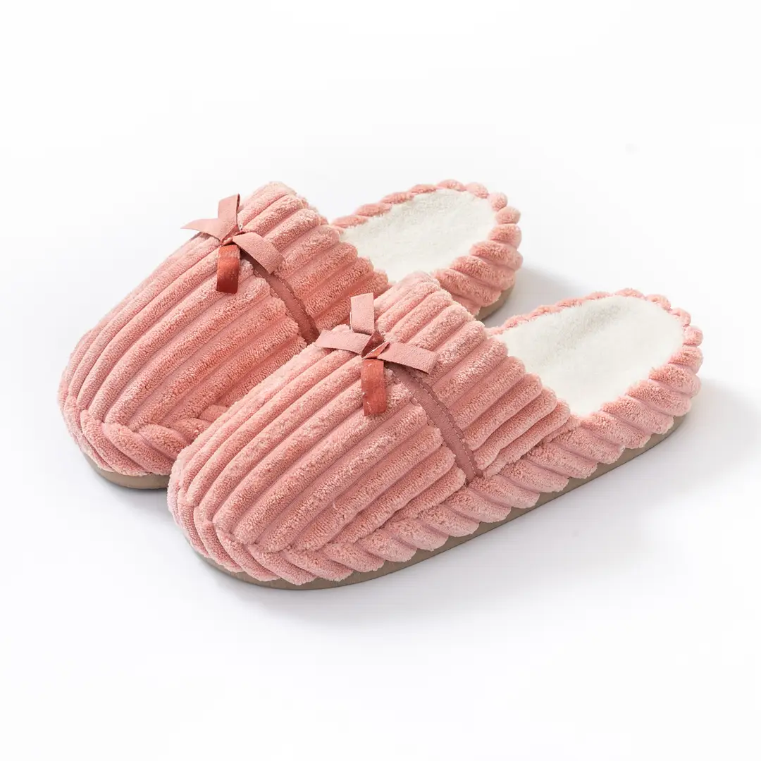 Winter Couple's Household Indoor Thick Bottom Corduroy fleece-lined Thickened Warm and Quiet Dirty Resistant Cotton Slippers for Women - Image 11