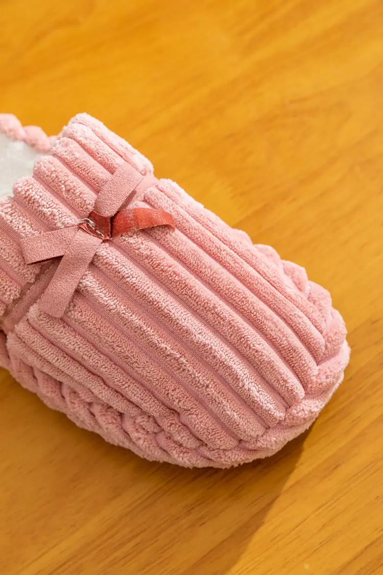 Winter Couple's Household Indoor Thick Bottom Corduroy fleece-lined Thickened Warm and Quiet Dirty Resistant Cotton Slippers for Women — feature 8