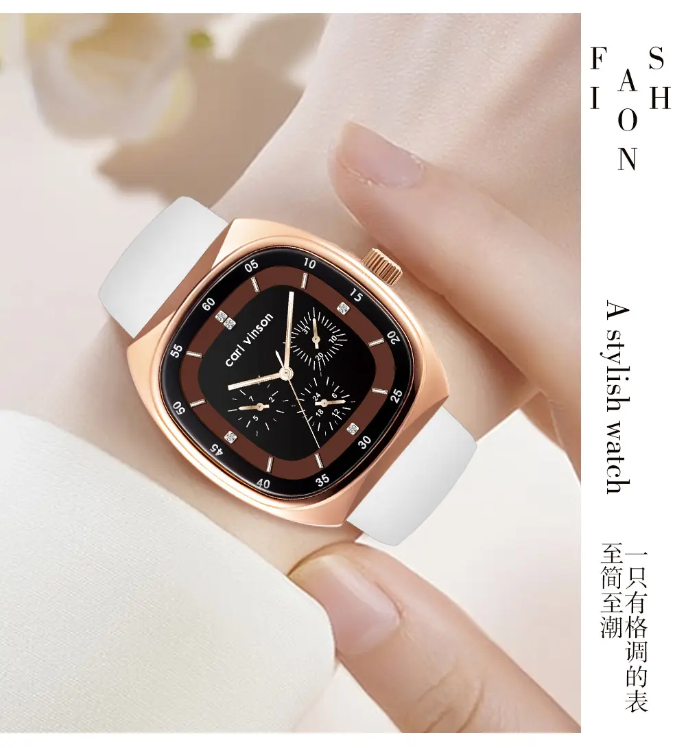 Black Square Silicone Couple Watch for Women — feature 15