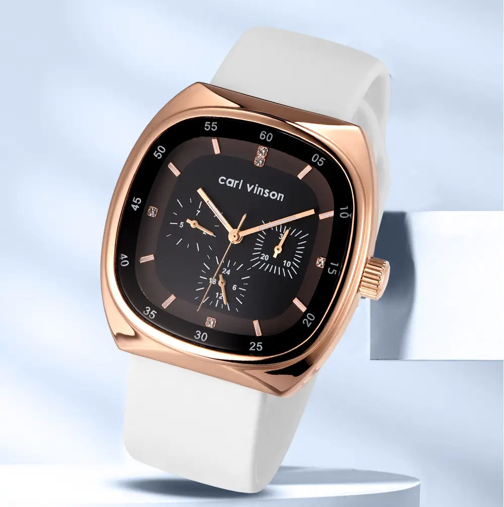 Black Square Silicone Couple Watch for Women — feature 16