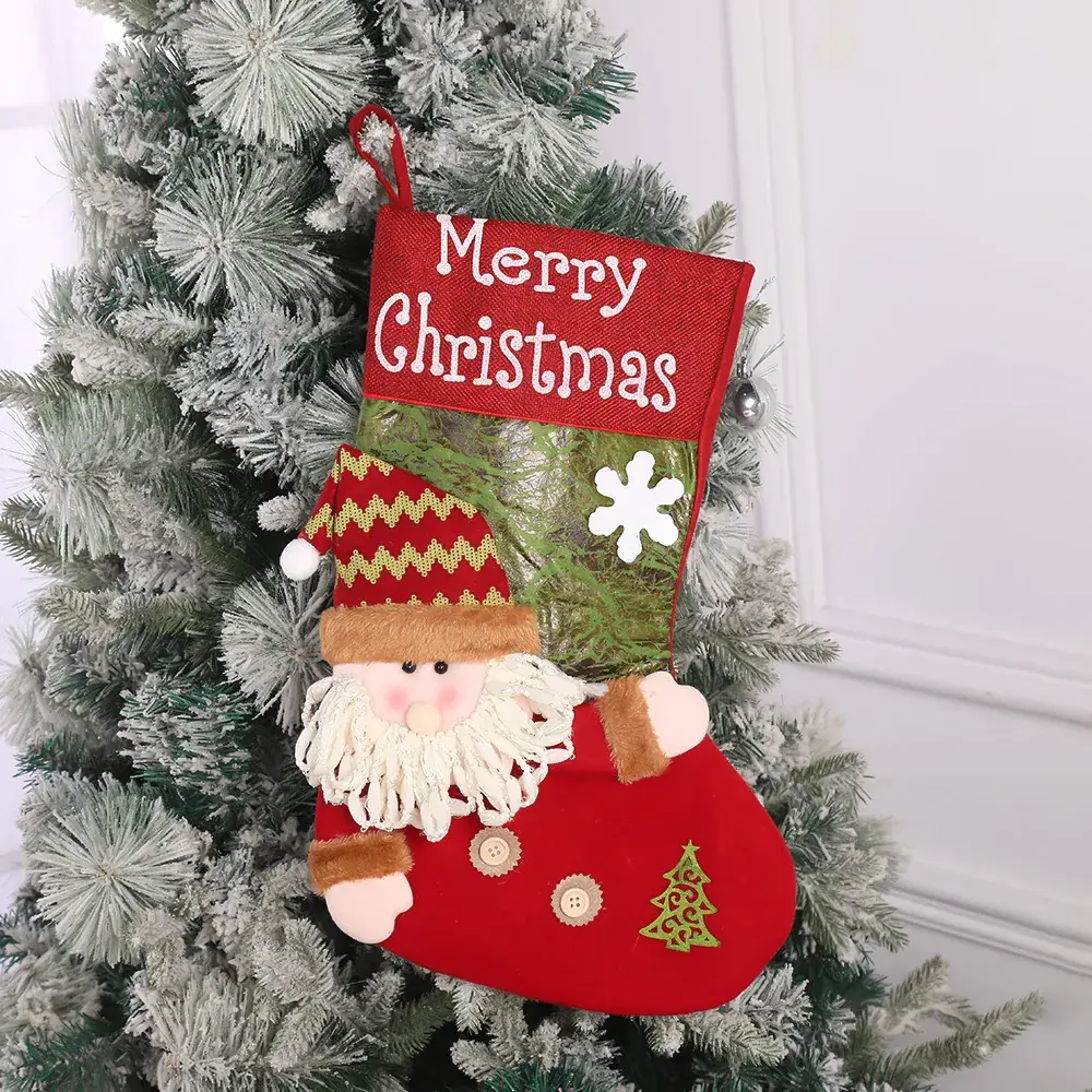 Cross Border Christmas Vintage Socks Gift Bag Santa Claus Gift Bag - Image 3