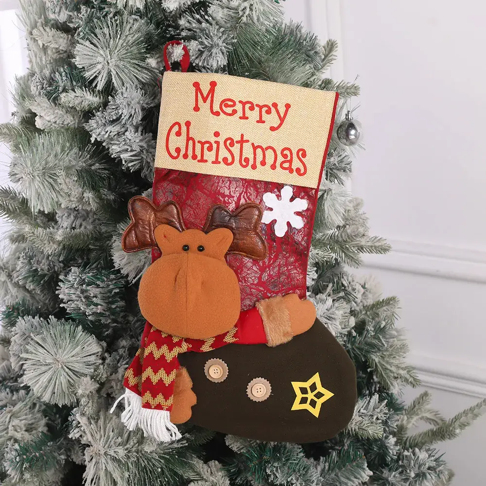 Cross Border Christmas Vintage Socks Gift Bag Santa Claus Gift Bag - Image 4