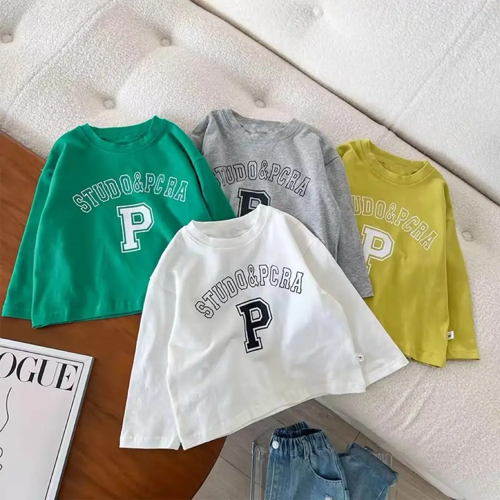 Boys Cotton Study Print T-Shirt Green White Yellow