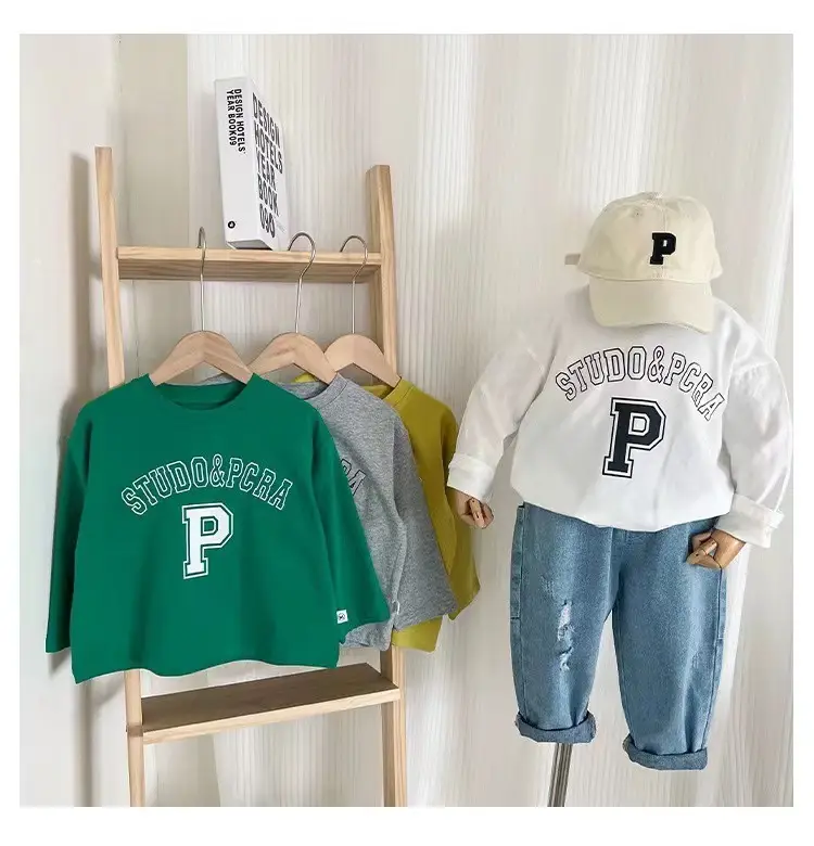 Boys Cotton Study Print T-Shirt Green White Yellow — feature 10