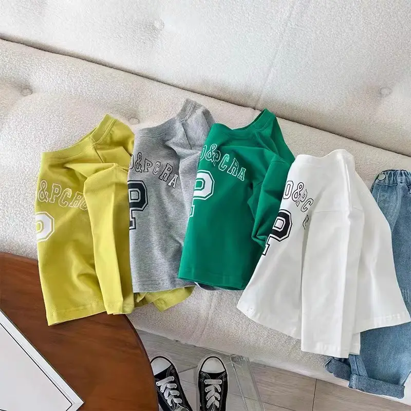 Boys Cotton Study Print T-Shirt Green White Yellow — feature 7