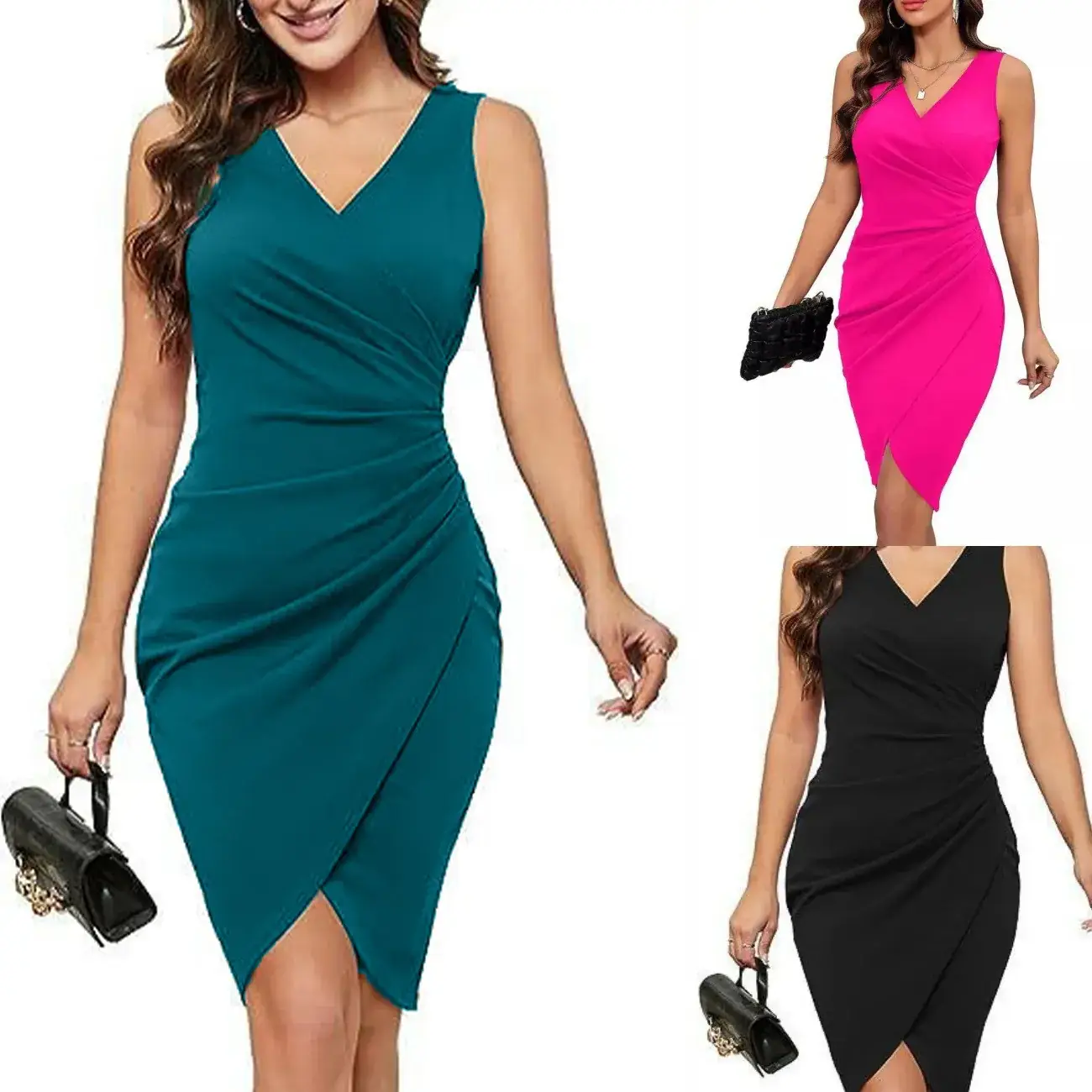 Sexy V-Neck Sleeveless Dress for Plus Size Women