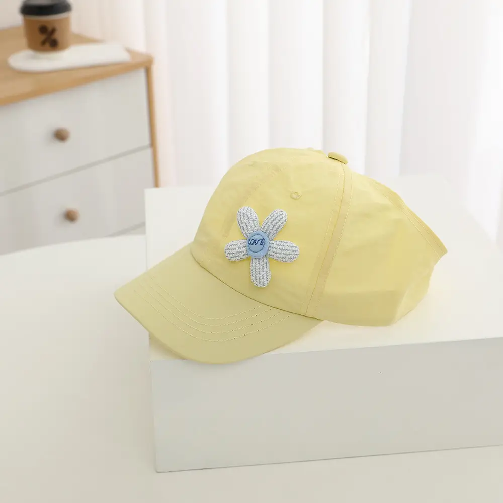 Girls Yellow Flower Sunglasses Cap Summer Hat - Image 3