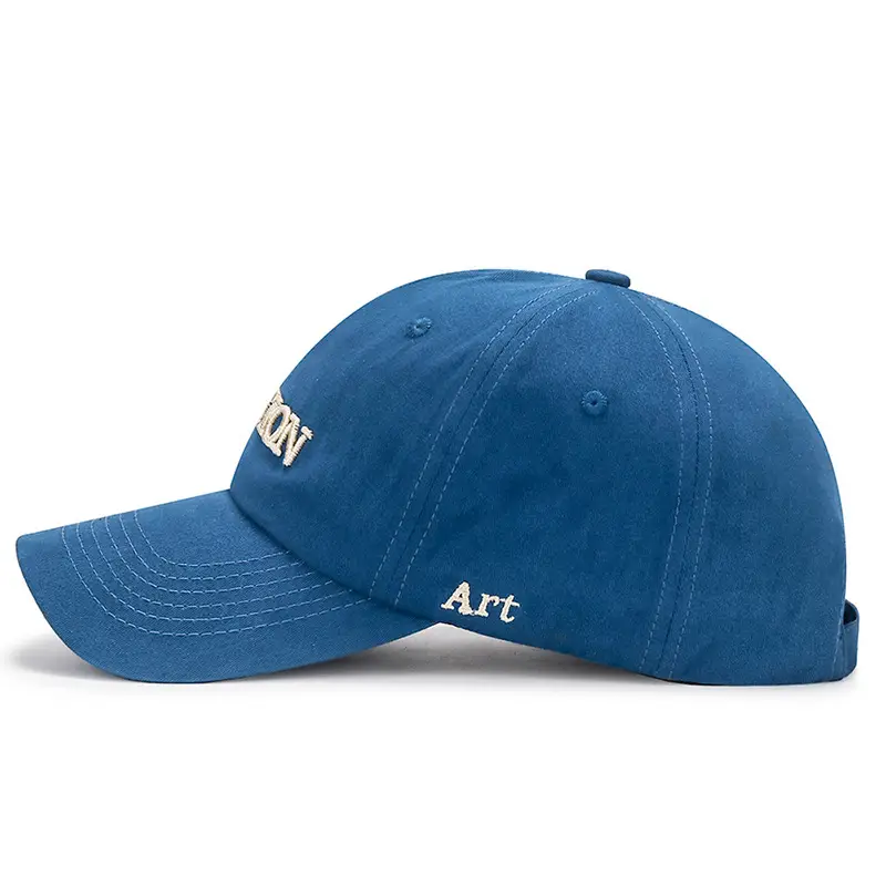 White Korean Style Baseball Cap with Embroidered Design
