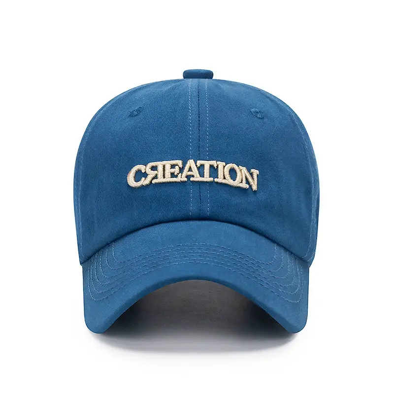 White Korean Style Baseball Cap with Embroidered Design