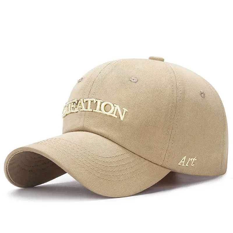 White Korean Style Baseball Cap with Embroidered Design