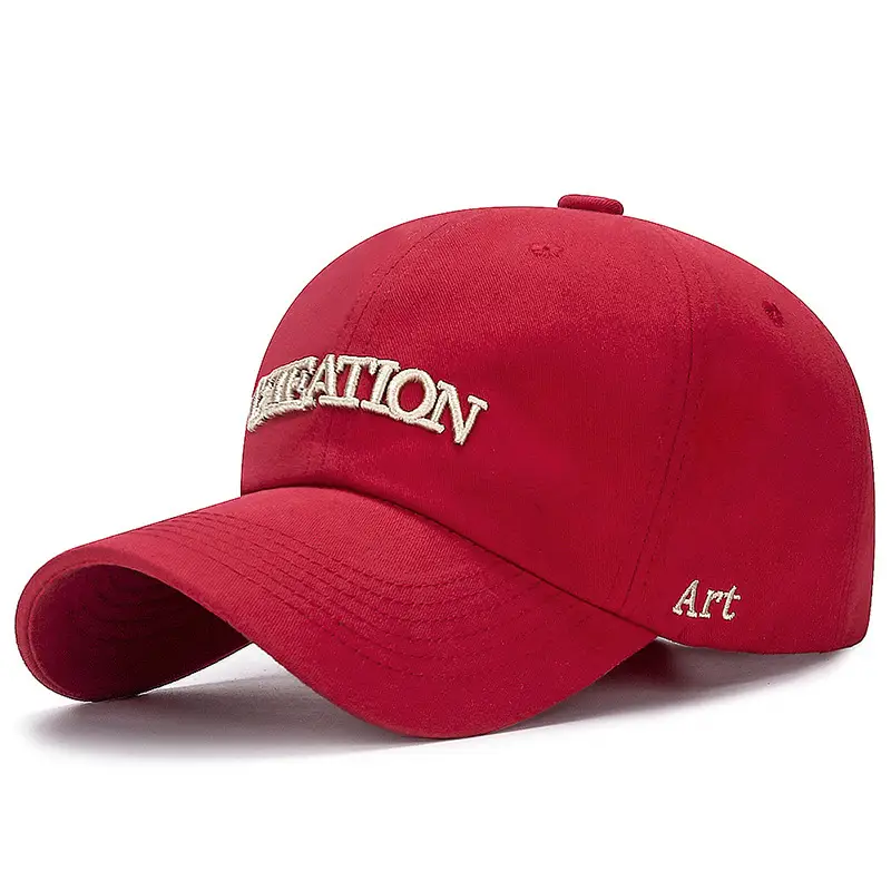 White Korean Style Baseball Cap with Embroidered Design