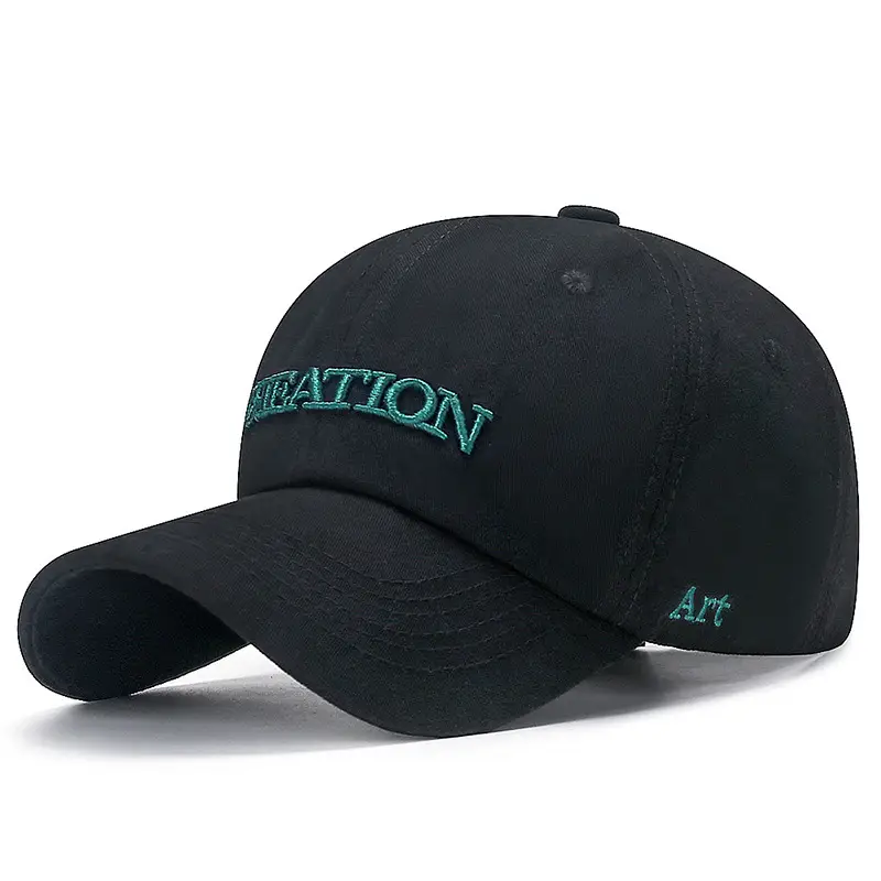 White Korean Style Baseball Cap with Embroidered Design