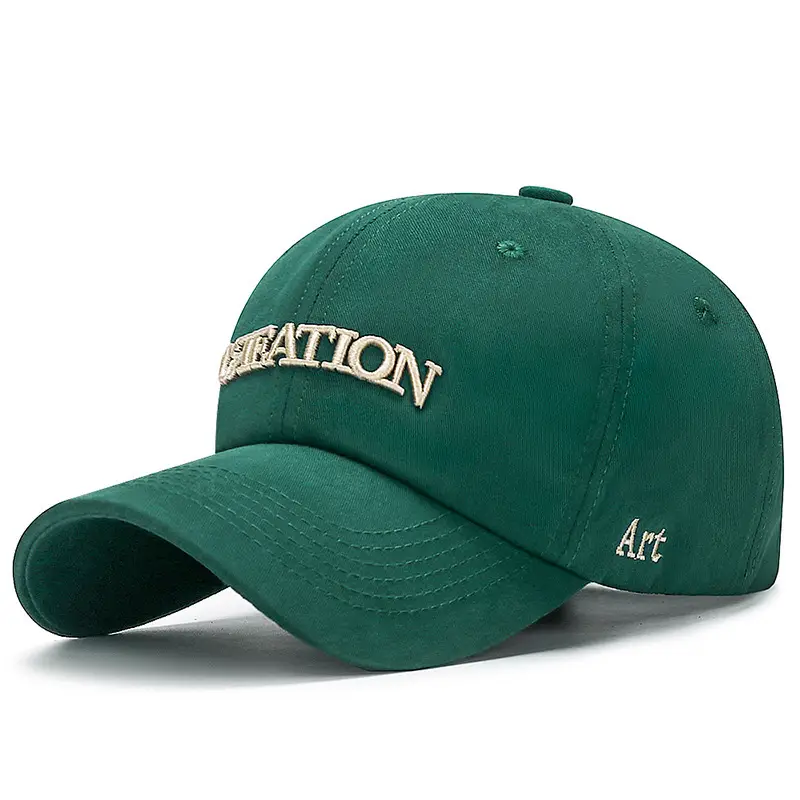 White Korean Style Baseball Cap with Embroidered Design