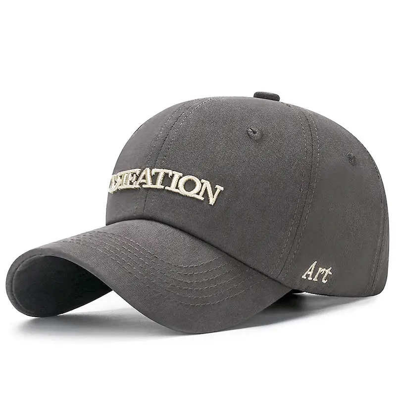 White Korean Style Baseball Cap with Embroidered Design